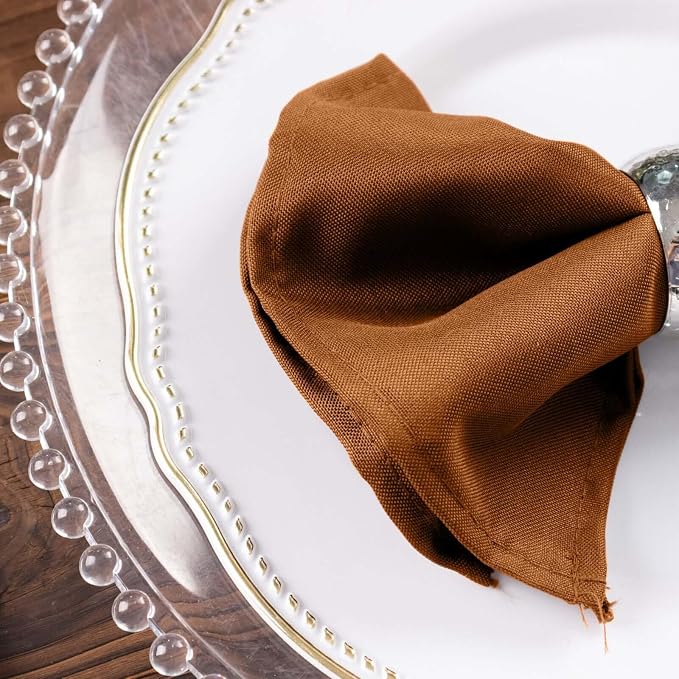 Tableclothsfactory Premium Pack of 100 Cinnamon Brown Premium 17" x 17" Washable Polyester Napkins Great for Wedding Party Restaurant Dinner Parties for Party & Decorations - Image 9
