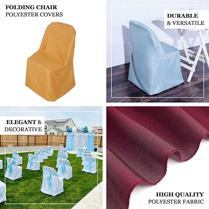 Efavormart 50 PCS Burgundy Linen Polyester Folding Chair Covers for Dining Chairs Party Wedding Banquet Outdoor Event Catering Slipcovers - Image 4
