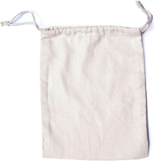 8"x12" COTTON DOUBLE DRAWSTRING MUSLIN BAGS (Natural Color)-25 count pack by CustomBagSupplies