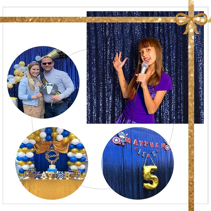 Juya Delight Navy Blue Sequin Backdrop Curtain 6FT X 6FT Glitter Shimmer Photo Backdrop Curtains for Birthday Party Birthday Decoration - Image 7