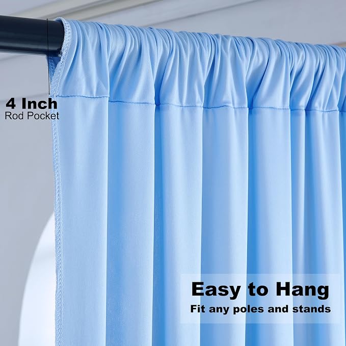40ft x 10ft Wrinkle Free Baby Blue Backdrop Curtain for Boy Birthday Party,8 Panels 5×10ft Soft Silky Polyester Blue Photo Backdrop Drapes for Baby Shower Gender Reveal Wedding Photography - Image 4
