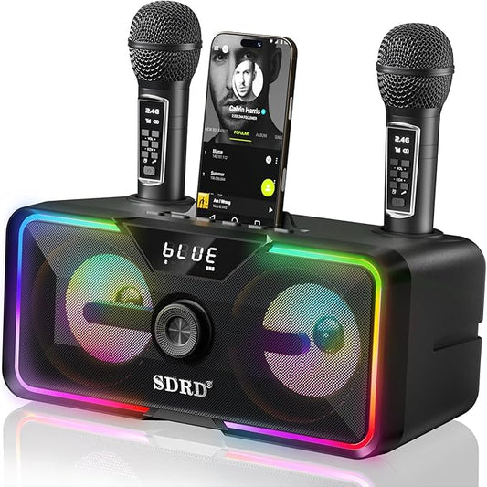 215 Bluetooth Karaoke Machine for Adult Kid with Storage and Charging Station, Powerful Karaoke System, 12H Playtime, Rechargeable Wirless Microphone, Support USB/AUX Indoor Outdoor