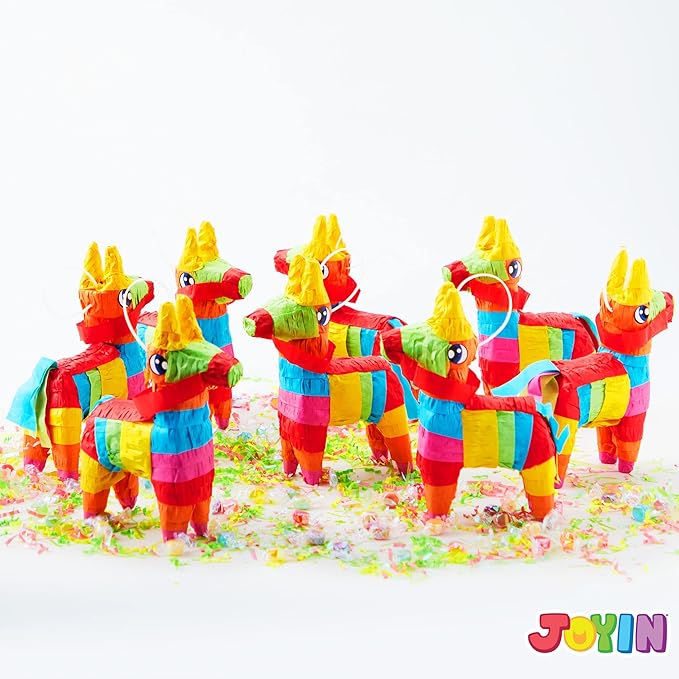 Cinco De Mayo 8 pcs Mini Donkey Pinatas 5.7"x7.5" Rainbow Color for Fun Fiesta Taco Party Supplies, Luau Event Photo Props, Mexican Theme Decoration, Carnivals Festivals, Taco Tuesday Event