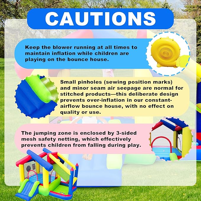 Inflatable Bounce House with Slide, Jumping Castle with Blower and Ball Pool, Basketball Game, Dart Target Game