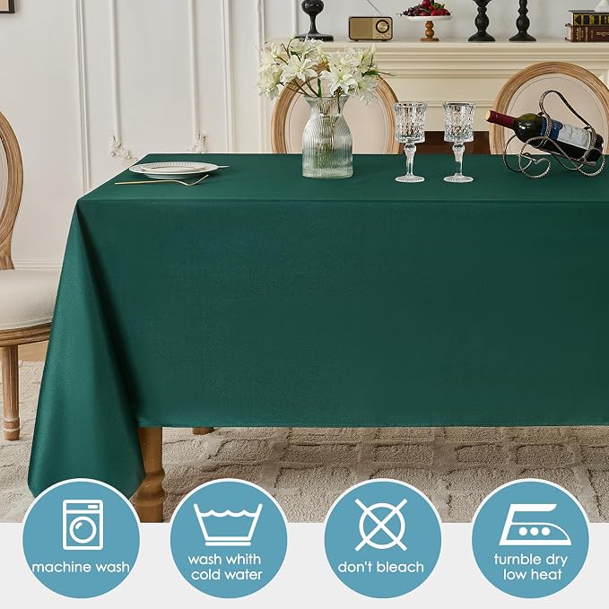 VidaFete 6 Pack 90 * 132inch Green Rectangle Tablecloth for 6ft Tables | Stain & Wrinkle Resistant Polyester Rectangular Table Cloth for Kitchen Dining Wedding Banquet Decoration - Image 4