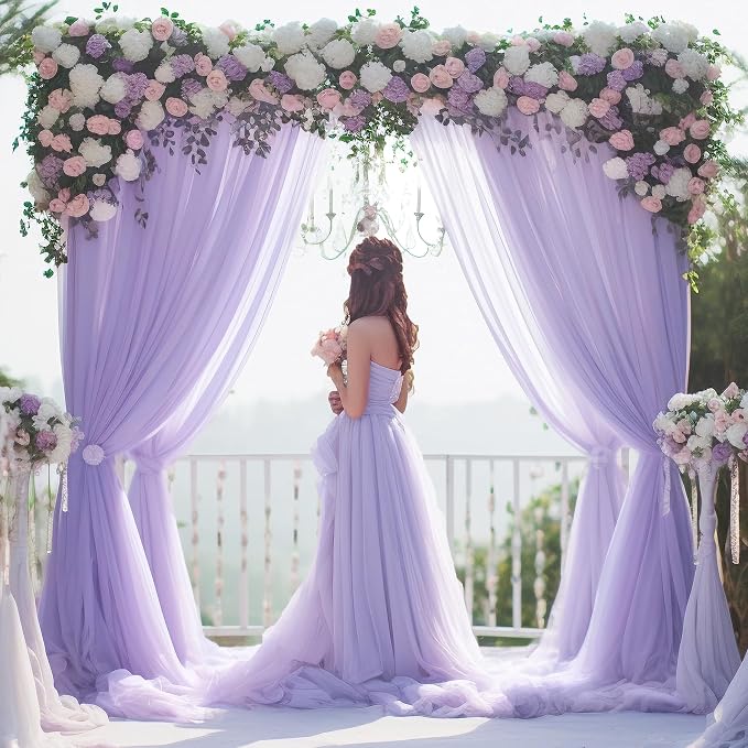 10x10 Purple Tulle Backdrop Curtains for Parties, Sheer Backdrop Curtain Wedding Photo Background Drapes for Baby Shower Photography Birthday Party - Image 7