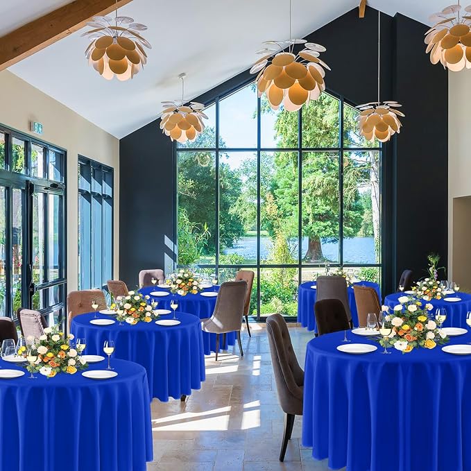 sancua Royal Blue Round Tablecloths 120 Inch(Fit 48-96 Inch Tables), 6 Pack | Circle Fabric Table Cloths for Wedding Party Banquet Birthday, Washable Polyester Covers - Image 2