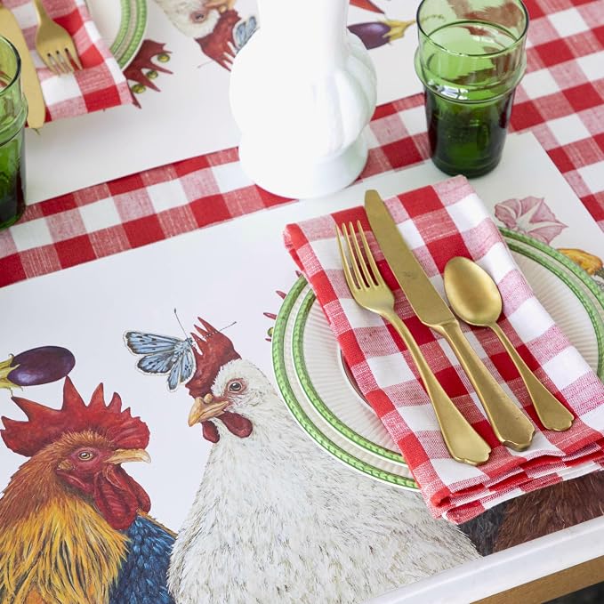 Chicken Paper Placemats for Dining Table - Disposable Square Paper Placemats for Spring Summer Parties - Vicki Sawyer Designed - American Made 18 Sheets per Pad - Image 6