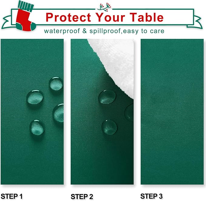 Hiasan 2 Pieces Square Tablecloth, Emerald Green, 54 x 54 Inch | Waterproof, Wrinkle Resistant, Washable Polyester Table Cloth for Dining Room/Birthday/Party/Christmas/Outdoor Picnic - Image 3