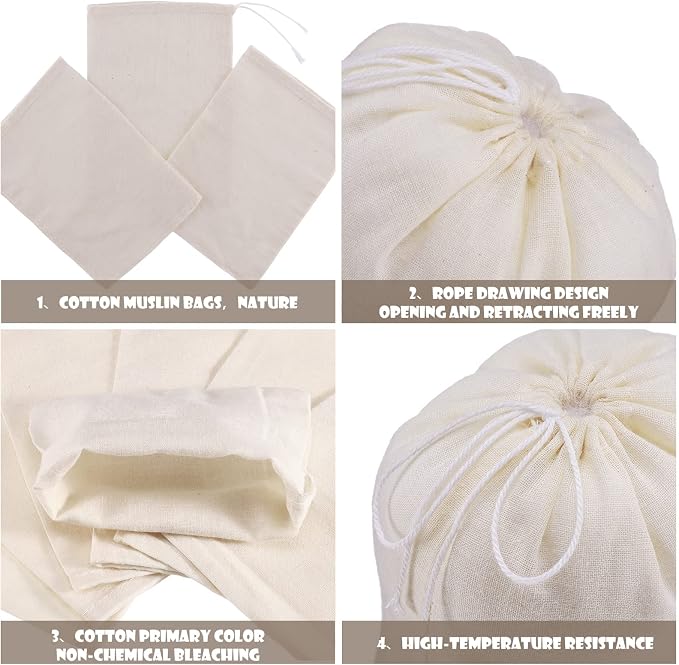 Tatuo 200 Pack Muslin Bags Burlap Drawstring, 6 x 8 Inch | Cotton Linen Fabric Reusable, Tea Sachets Gift Packaging, Canvas Pouch for Jewelry Trinkets,Multipurpose Linen Pouch - Image 2