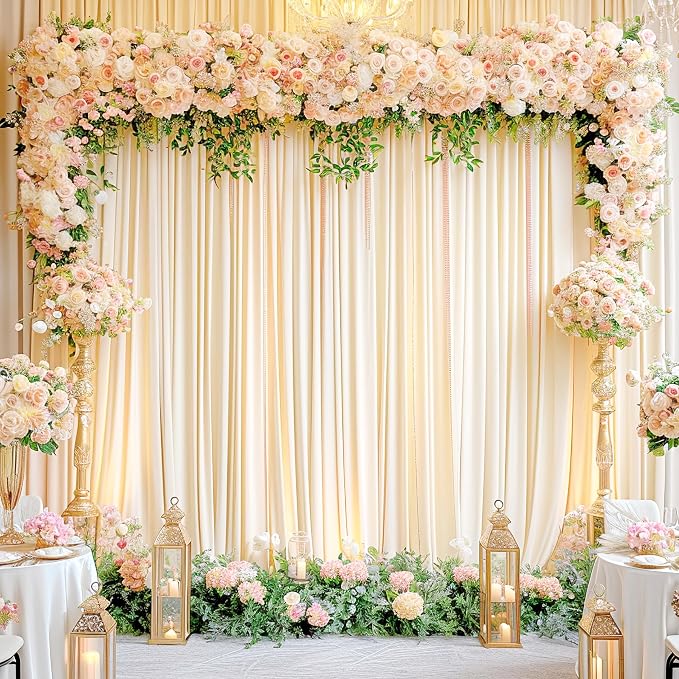 10ft x 10ft Champagne Backdrop Curtain for Baby Shower Wrinkle Free Backdrop Drapes Panels for Parties Wedding Bridal Shower Birthday Photo Photography Polyester Fabric Background Decoration - Image 9