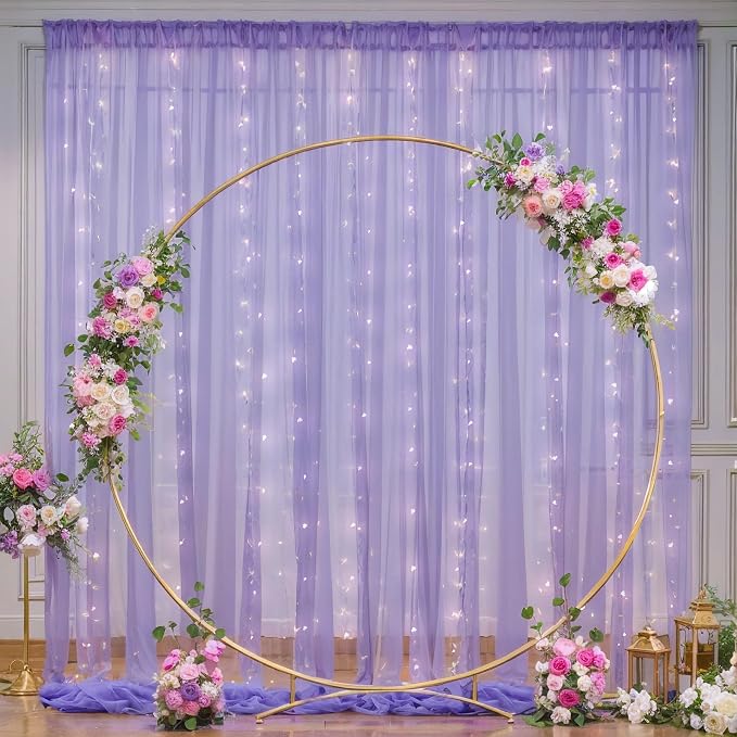 10x10 Purple Tulle Backdrop Curtains for Parties, Sheer Backdrop Curtain Wedding Photo Background Drapes for Baby Shower Photography Birthday Party - Image 3
