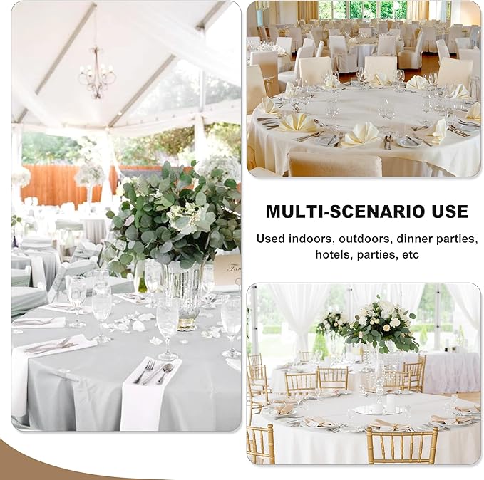 Fitable 6 Pack Ivory Round Tablecloths 108 Inch for 36"-84" Tables - Image 5