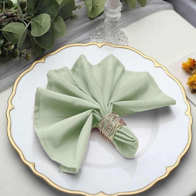 Tableclothsfactory Premium Pack of 100 SAGE Green Premium 17" x 17" Washable Polyester Napkins Great for Wedding Party Restaurant Dinner Parties for Party & Decorations - Image 2
