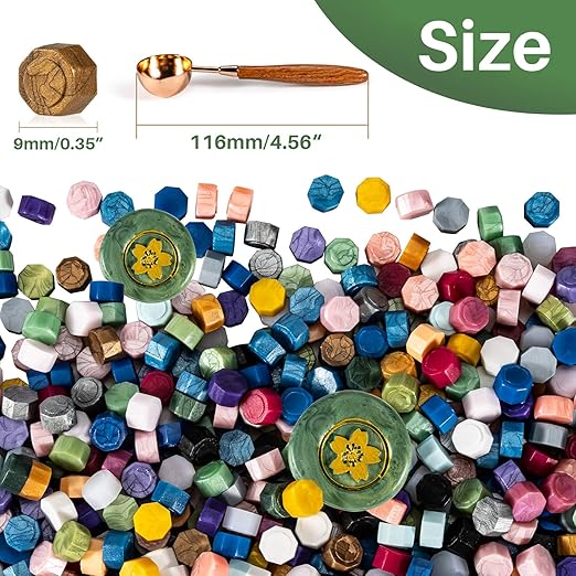Sukh 600PCS Wax Seal Beads - Sealing Wax Beads for Stamp Seals Letter Melts Kit for Stamps Melting for Sealing Envelopes Wedding Invitation Gift Cards Multi Colors with 1 Spoon