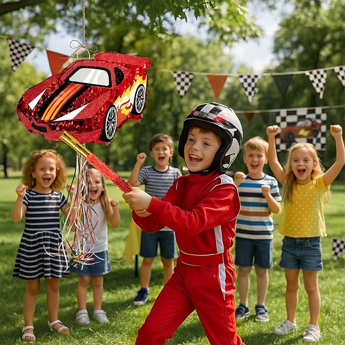 WERNNSAI Race Car Piñata - Race Car Birthday Decorations Truck Car Pinata Bundle with Blindfold and Bat Monster Truck Party Favors for Kids Boys Exciting Party Games Supplies