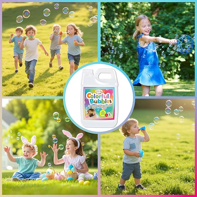 Lulu Home Concentrated Bubble Solution, 1 L/ 33.8 OZ Refill for Bubble Machines, Giant Wands, and Blowers - Up to 2.5 Gallons for Kids' Birthday Parties