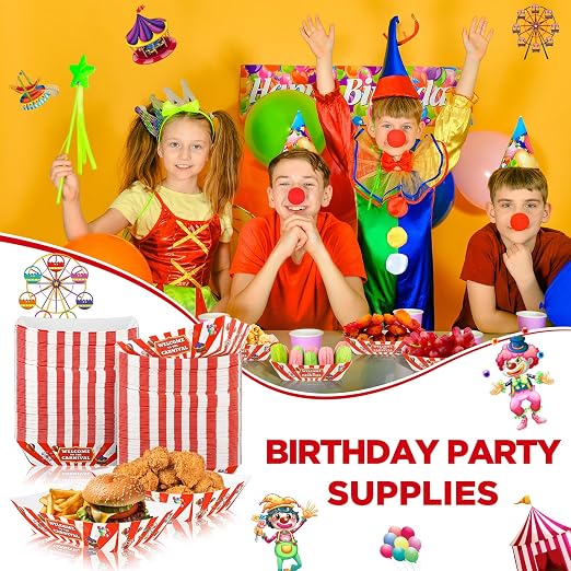 Tenceur 100 Pcs Carnival Paper Food Trays Disposable Boats 2 lb (Pack of 2) - Image 5