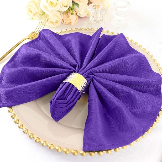 Efavormart Premium Cloth Napkins Set of 5, 20x20 Inch Purple Seamless Dinner Napkins, Washable Linen Table Napkin Cloth with Hemmed Edges for Weddings, Party and Banquet - Image 7