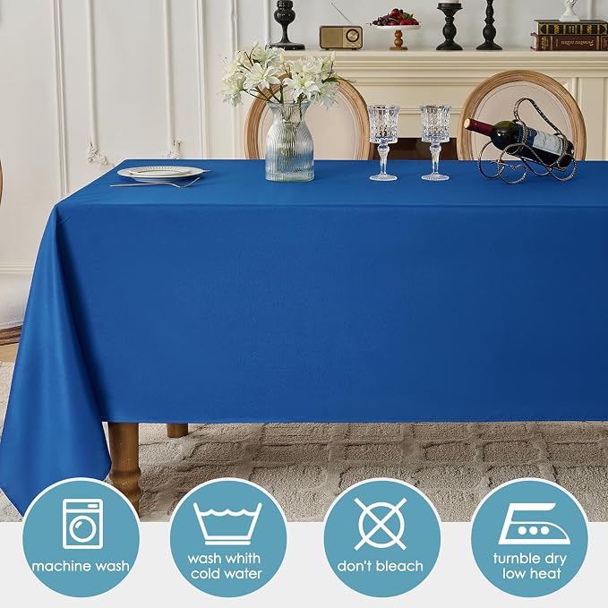 VidaFete 10 Pack 90*132inch Royal Blue Rectangle Tablecloth for 6ft Tables | Stain & Wrinkle Resistant Polyester Rectangular Table Cloth for Kitchen Dining Wedding Banquet Decoration - Image 3