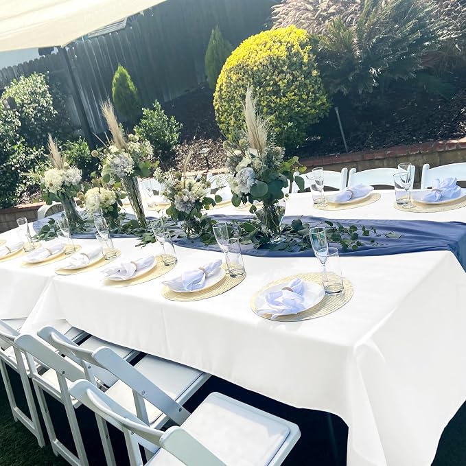 YMHPRIDE 6 Pack Tablecloth 60 x 102 inch Polyester, Ivory | For 6 Foot Rectangle Tables, Stain and Wrinkle Resistant, Washable Fabric, For Wedding, Party, Banquet - Image 7