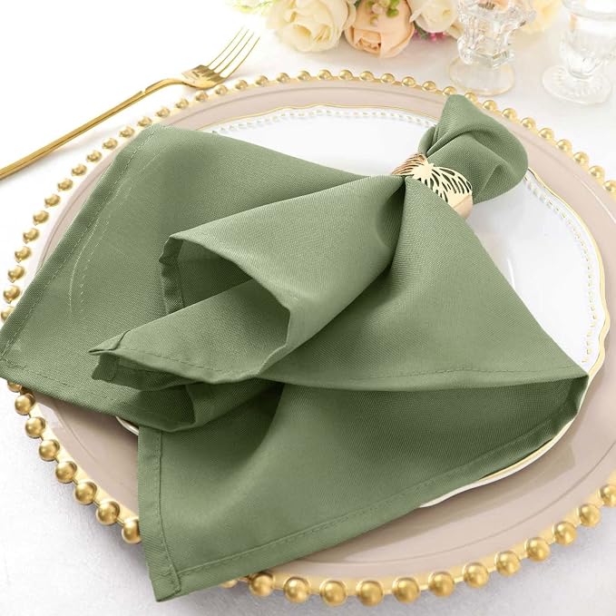 Tableclothsfactory Premium Pack of 5 Eucalyptus Sage Green Premium 17" x 17" Washable Polyester Napkins Great for Wedding Party Restaurant Dinner Parties - Image 7