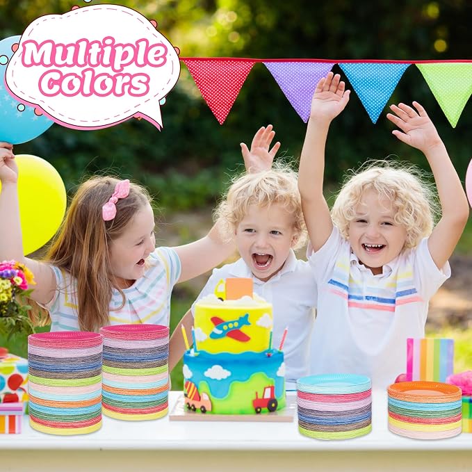 Tanlade 455 Pcs Colored Paper Plates 7 Inch Disposable Round Solid Color Dessert Paper Plates Bulk for Dinner Rainbow Party Weddings Birthday Supplies - Image 4