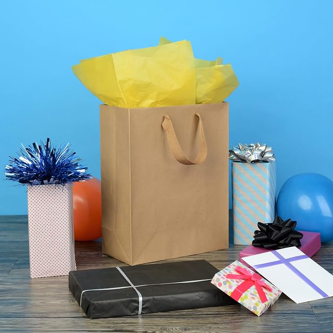 Prime Line Packaging Brown Gift Bags, Kraft Gift Bags Mini with Handles for Small Business, Boutiques, Retail Use, Wrapping, Party Favors, Bulk, 6x3x9, 50 Pack - Image 6