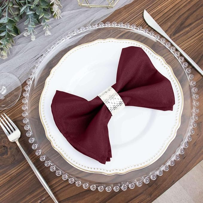 Efavormart Premium Cloth Napkins Set of 100, 17x17 Inch Burgundy Violet Seamless Dinner Napkins, Washable Linen Table Napkin Cloth with Hemmed Edges for Weddings, Party and Banquet - Image 7