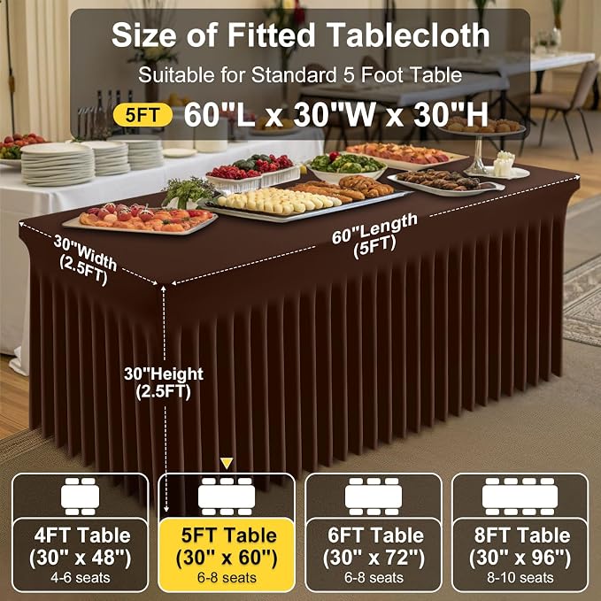 Smiry Spandex Elastic Fitted Table Cloth Skirt for 5FT Rectangle Table - Image 3