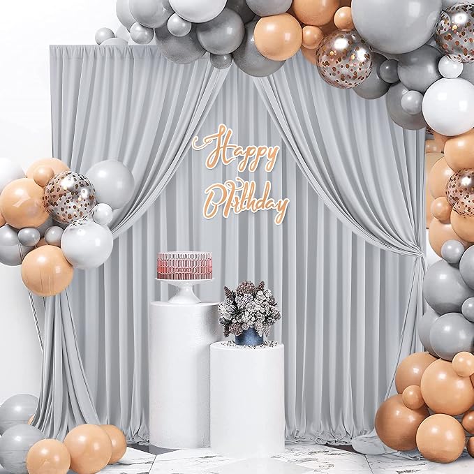 40ft×10ft Sliver Grey Wrinkle Free Backdrop Curtains for Parties, 8 Panels 5×10ft Thick&Silky Polyester Sliver Photo Backdrop Drapes Curtains for Birthday Party Baby Shower Wedding Photography - Image 7