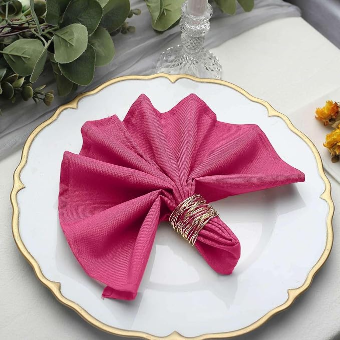 Efavormart Premium Cloth Napkins Set of 50, 17x17 Inch Fuchsia Seamless Dinner Napkins, Washable Linen Table Napkin Cloth with Hemmed Edges for Weddings, Party and Banquet - Image 2