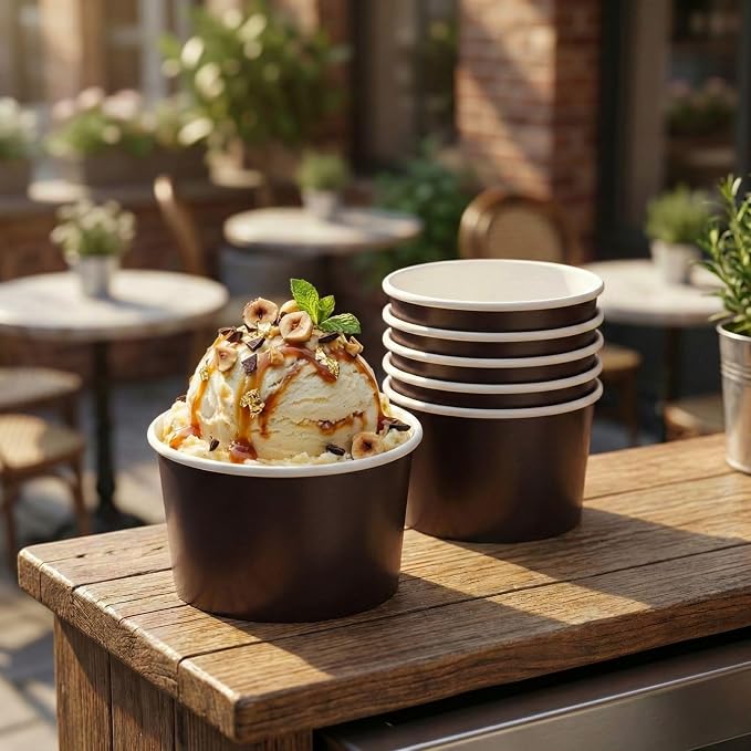 Coppetta 12-Ounce Dessert Cups, 50 Disposable Ice Cream Cups - Lids Sold Separately, Sturdy, Black Paper Frozen Yogurt Bowls, For Hot And Cold Foods, Perfect For Gelato Or Mousse - Restaurantware - Image 3