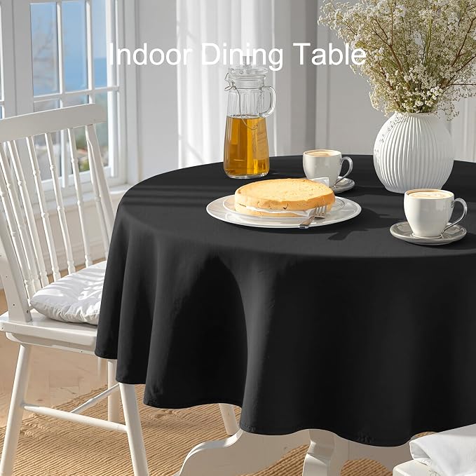 joybest 6 Pack Round Tablecloths 60 Inch Black Fit 20 to 42 Inch Tables | Washable Polyester Fabric Table Cloths Cover for Wedding Party Reception Formal Events - Image 5