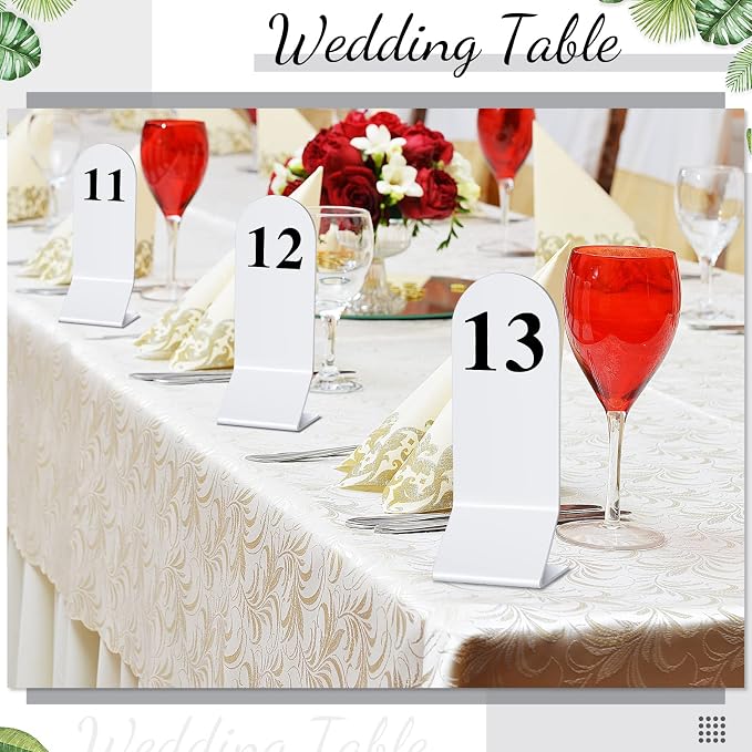 Remerry 50 Pcs Table Numbers 1-50 Acrylic Double Sided Number Cards for Restaurant Acrylic Tent Table Holders Tent Cards Wedding 2.36 x 6.3 Inch (White) - Image 4