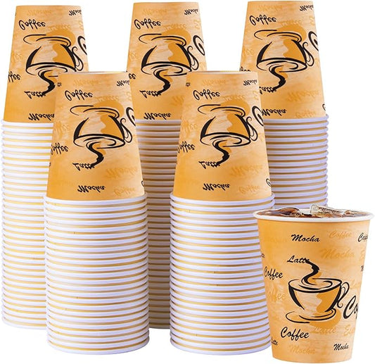 Lamosi 180 Pack 12 oz Coffee Cups, Disposable Paper Cups No Lids | Leakproof Thick Insulated Printed Hot Cups for Tea, Iced Drinks and Water, Cafe, Travel and Party Use by BuyNow