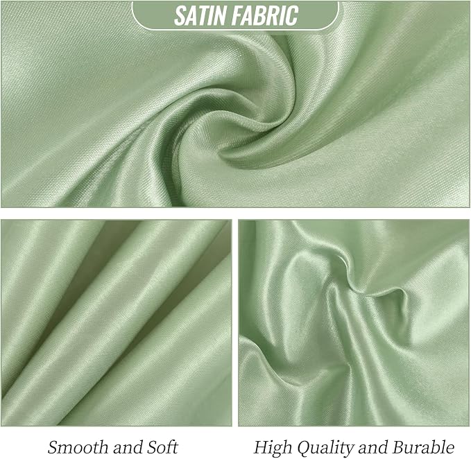 YMHPRIDE 60 PCS Sage Green Satin Chair Sashes,Ties Bows Designed Chair Sashes for Wedding Party Baby Shower Banquet Restaurant Hotel Folding Chairs Decoration(Sage Green,7x78 inch) - Image 5