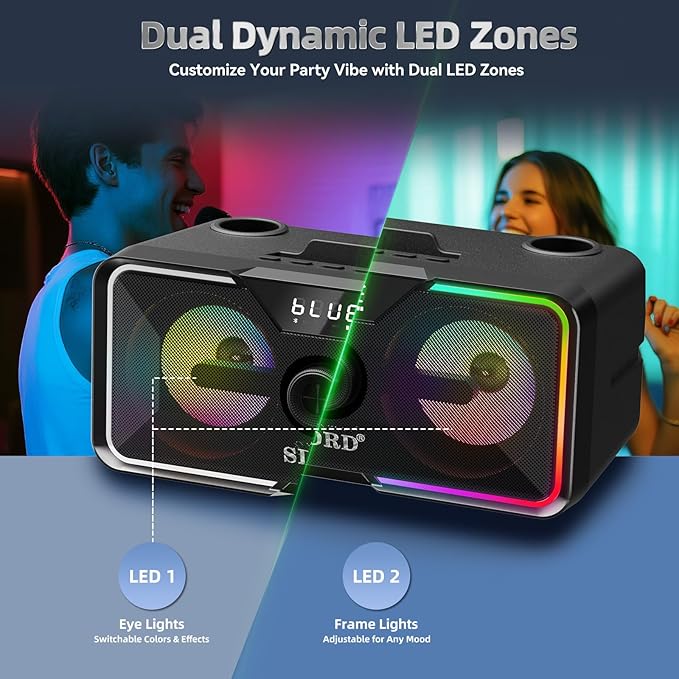 215 Bluetooth Karaoke Machine for Adult Kid with Storage and Charging Station, Powerful Karaoke System, 12H Playtime, Rechargeable Wirless Microphone, Support USB/AUX Indoor Outdoor