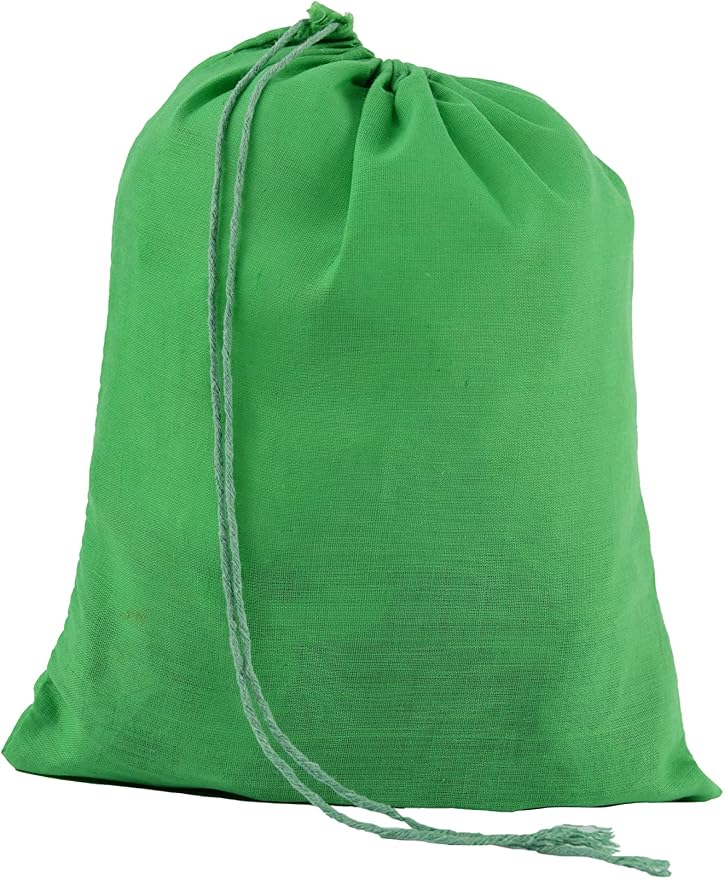 (6x10 inches) Green Cotton Bags, Reusable And Biodegradable Produce Muslin Drawstring Bags Available in Different Sizes (Pack Of 100) by EcoGreenTextiles