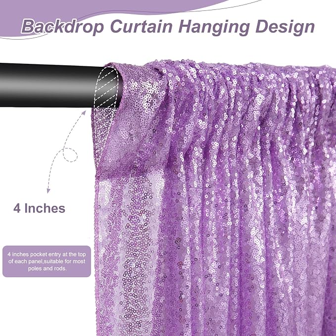 Baby Blue Sequin Backdrop Curtains-2 Panels 3FTx8FT Light Blue Backdrop for Wedding, Glitter Party Decorations Background Drapes for Birthday Party Anniversary Graduation Photo Booth Decor - Image 2