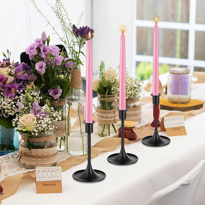 Pink 10-inch Set of 8 Cone-Shaped Candles, Perfect for Dinner - Smoke-Free and odorless Cone-Shaped Candles Burn for a Long time