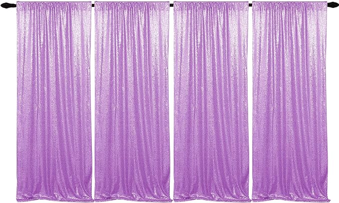 Lavender Sequin Backdrop Curtains, 2FTx8FT, 4 Panels by HMQIANG