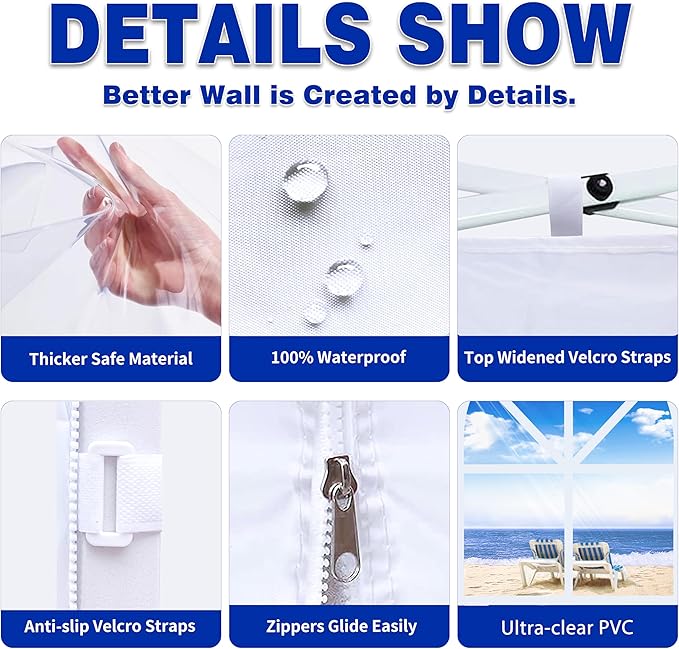 SCOCANOPY Church Window Sidewall for 10x10 Canopy Frame, 3 Pack Sunwalls Only,(Forest Green)