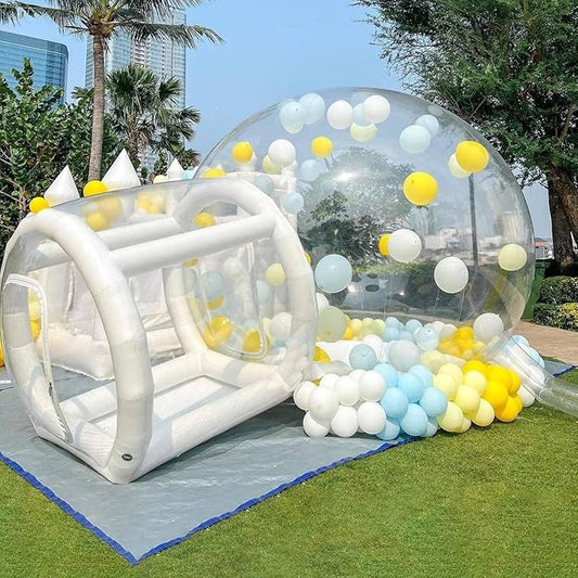 10FT Inflatable Balloon House for Kids Adults,TPU White Commercial Inflatable Bubble House Ball Pit,Bubble Tent Dome Playground Set with Double Blower for Backyard Birthday Wedding Party