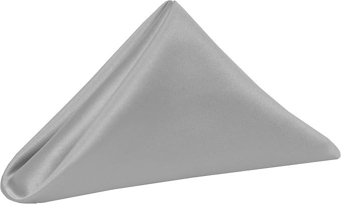 Ultimate Textile 17x17-Inch Square Satin Cloth Napkins, Silver, Set of 36 by UltimateTextile