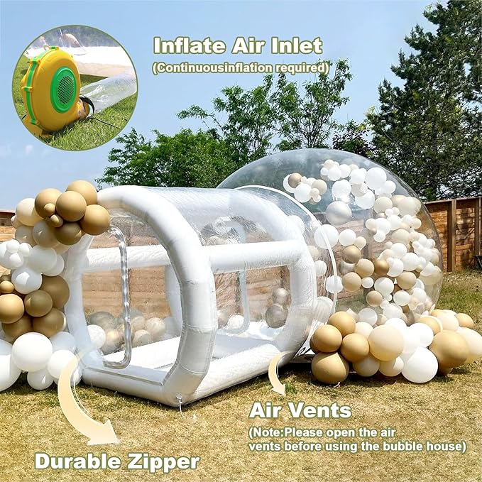 10FT Inflatable Balloon House for Kids Adults,TPU White Commercial Inflatable Bubble House Ball Pit,Bubble Tent Dome Playground Set with Double Blower for Backyard Birthday Wedding Party