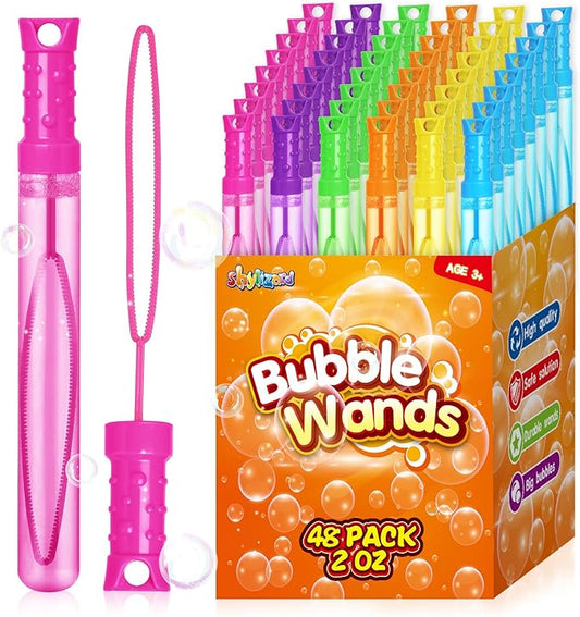 48PCS Bubble Wands for Kids,Bulk Bubble Wand for Kids Party Favor, Bubble Maker for Party Favor,Birthday,Goodie Bags, Wedding, Carnival Prizes, Summer Outdoor Toy Gifts, Assortment 6 Colors