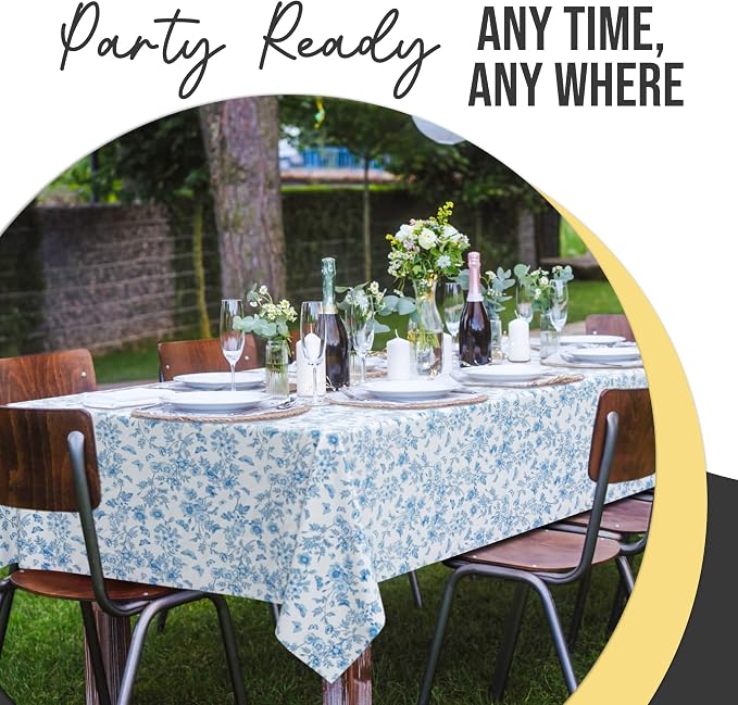 Exquisite 66% Thicker Floral Plastic Tablecloth Rectangle 54x108 Inch 12 Pack - Botanical Disposable Summer Table Cloth Tea Party Decorations - Greenery Table Cover Bridal Shower Wedding Spring - Image 5