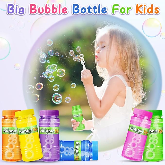 V-Opitos 36 Pack Bubble Bottles with Wands in 6 Colors, 4oz Bubbles Solution, Bubble Party Favors for Kids, Birthday, School Classroom Prizes for Boys & Girls, Ideal Goodies Bag Stuffers