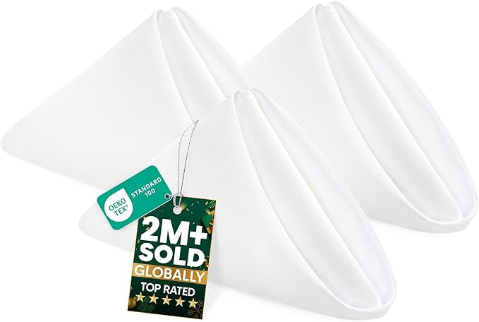 Utopia Home [12 Pack, White] Cloth Napkins 20x20 Inches, 100% Polyester | Hemmed Edges, Washable and Reusable Ideal for Parties, Weddings and Dinners by UTOPIAHOME